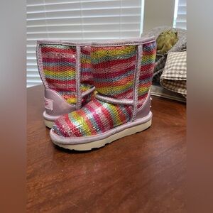 Ugg Classic Short ll Mural Rainbow sequin boots toddler girls